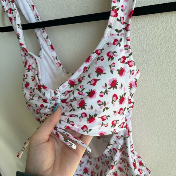 Xhilaration | White Floral Cut-Out Swimsuit - Picture 3 of 7